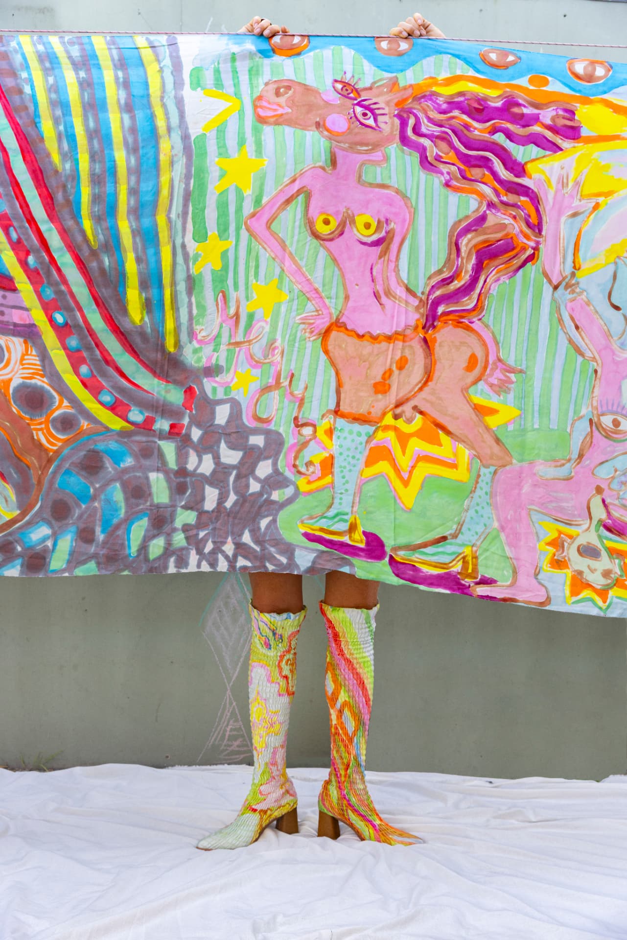 Hand-painted silk work by Florencia Montefalcone
